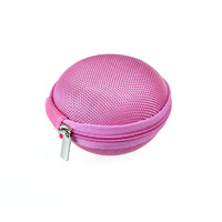 Mini Zipper Sport Earphone Headphone SD Card Storage Bag Pink