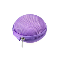 Mini Zipper Sport Earphone Headphone SD Card Storage Bag Purple