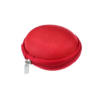 Mini Zipper Sport Earphone Headphone SD Card Storage Bag Red