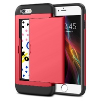 iPhone 7 Wallet Case Hybrid High Impact Resistant Shockproof Shell Red