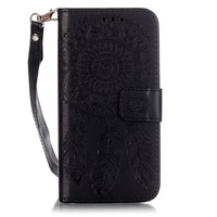 iPhone 7 Plus Aeolian Bells Pattern Emboss Leather Case (Black)