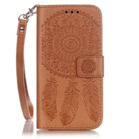 iPhone 7 Plus Aeolian Bells Pattern Emboss Leather Case (Brown)