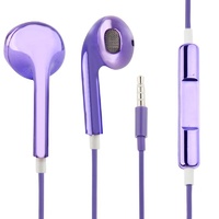 Metallic Plated Stereo Earpods with Volume Control & Mic Purple