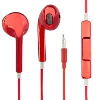 Metallic Plated Stereo Earpods with Volume Control & Mic Red