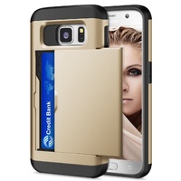 Samsung Galaxy S7 Wallet Case High Impact Shockproof Hard Shell Gold