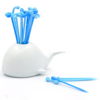 Whale Fruit Picks Snack Fork Dessert Appetizer Toothpicks 100% BPA Free Plastic