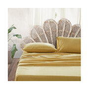 Washed Cotton Sheet Set Double Bk/BL/GR/PP/WH/YE [Colour: Yellow]