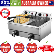 Commercial Electric Deep Fryer Twin Frying Basket Chip Cooker Countertop