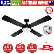 52'' Ceiling Fan Ac Motor W/Light W/Remote - Black