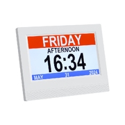 7" Digital Day Clock Calendar Alarm White