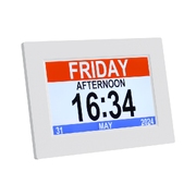 8" Digital Day Clock Calendar Alarm White