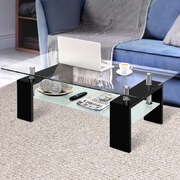 2 Tier Glass Coffee Table - Black