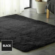 Designer Soft Shag Shaggy Floor Confetti Rug Carpet Home Decor 300x200cm Black