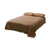 QueenSize 4 Piece Bed Sheet Set Flat Fitted Pillowcase Brown Colour