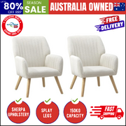 2x Armchair Lounge Sofa Chair Sherpa Accent Chairs Couches White