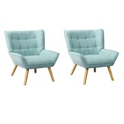 2x Armchair Accent Chairs Sofa Lounge Fabric Upholstered Tub Blue