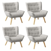 4x Armchair Accent Chairs Sofa Lounge Fabric Upholstered Tub Grey