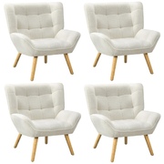 4x Armchair Accent Chairs Sofa Lounge Sherpa Upholstered Tub White