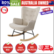 Rocking Chair Nursing Armchair Velvet Accent Chairs Upholstered Beige