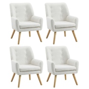 4x Armchair Lounge Chair Sherpa Accent Armchairs Tub Chairs Sofa White