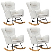 4x Rocking Chair Nursing Armchair Sherpa Chairs With 2 Pillow White