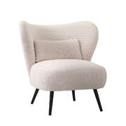 Armchair with Lumbar Pillow Wingback Velvet Beige