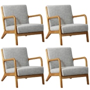 4X Armchair Lounge Chair Accent Armchairs Couches Sofa Wood Light Grey