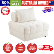 1 Seater Boucle Modular Sofa Lounge Chair Armless TOFU Back White