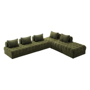 6 Seater Boucle Modular Sofa & Ottoman Set Green