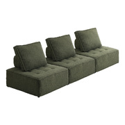 3PCS Modular Sofa Lounge Chair Armless TOFU Back Sherpa Green