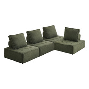 4PCS Modular Sofa Lounge Chair Armless TOFU Back Sherpa Green