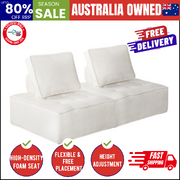  2PCS Modular Sofa Lounge Chair Armless Adjustable Back Sherpa White