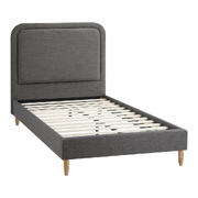 Bed Frame King Single Beds Base Platform Fabric Grey BOB