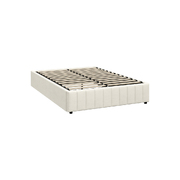 Bed Frame Double Size Gas Lift Storage Base Velvet Cream FURB