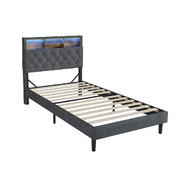 Bed Frame King Single Beds Base with LED Storage Bedhead NOVI