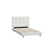 Bed Frame Double Tufted Bedhead Boucle Fabric White