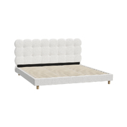 Bed Frame King Tufted Bedhead Boucle Fabric White