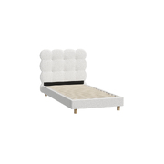 Bed Frame Single Tufted Bedhead Boucle Fabric White