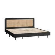 Bed Frame King Size Beds Real Rattan Headboard Black