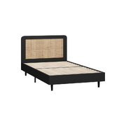 Bed Frame King Single Size Beds Real Rattan Headboard Black