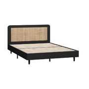 Bed Frame Queen Size Beds Real Rattan Headboard Black