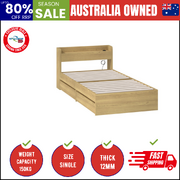 Wooden Bed Frame Single Size with Charging Ports & 2 Drawers