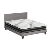 Bed Frame with Queen Size Mattress Set Grey Fabric