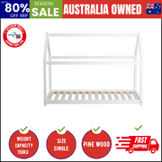 Bed Frame Single Wooden Timber House Style Mattress Base Platform White