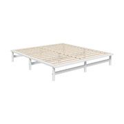 Wooden Bed Frame King Size Base Platform Beds Solid Pine Wood White