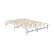 Wooden Bed Frame Queen Size Beds Base Platform Solid Pine Timber White