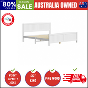 Bed Frame King Size Wooden Base Timber Platform White