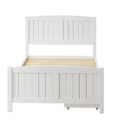 Wooden Bed Frame King Single Size Base with Trundle Storage Drawers White