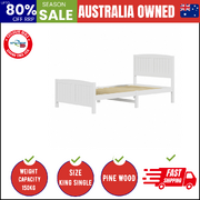 Bed Frame King Single Size Wooden Base Timber Platform White