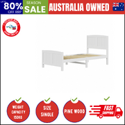 Bed Frame Single Size Wooden Base Timber Platform White